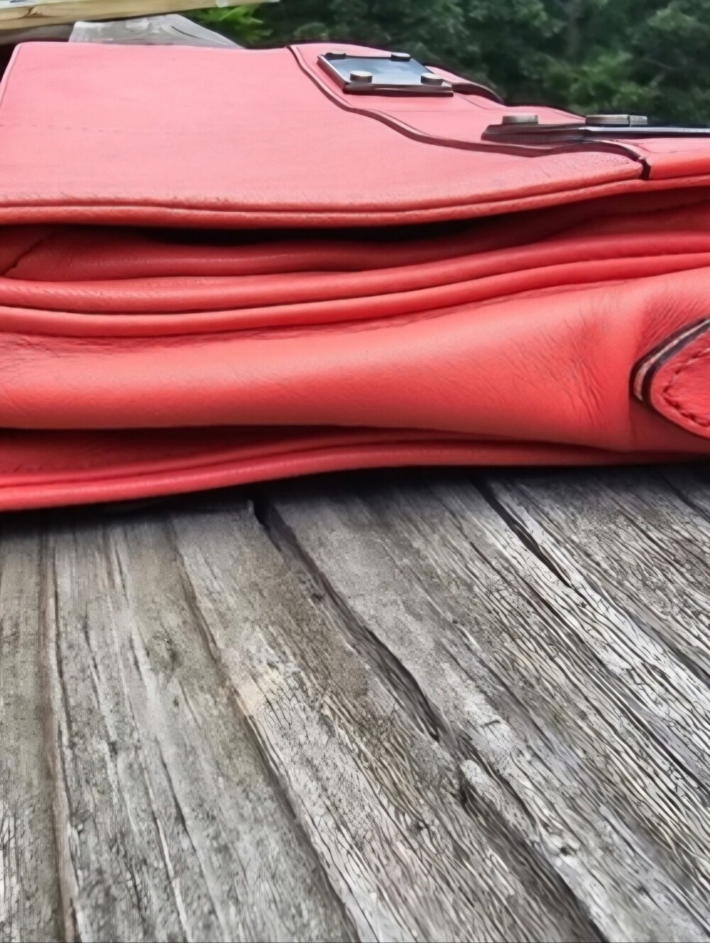 Rag & Bone Large Leather Pilot Clutch Crossbody Bag Red Coral - Picture 13 of 15